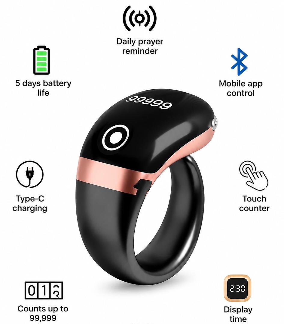 S7pro 3-in-1 Smart Zikr Counter Ring